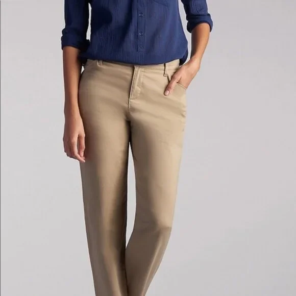 Lee | Pants & Jumpsuits | Lee Nwt Womens Modern Series Curvy Fit Straight  Leg Trousers Khaki Tan Size 4 | Poshmark